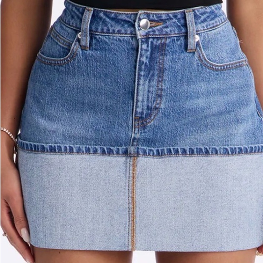 Fashion Nova Two-Tone Denim Mini Skirt